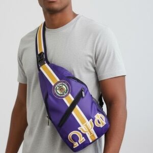 Purple Omega Phi Crossbody Sling Bag